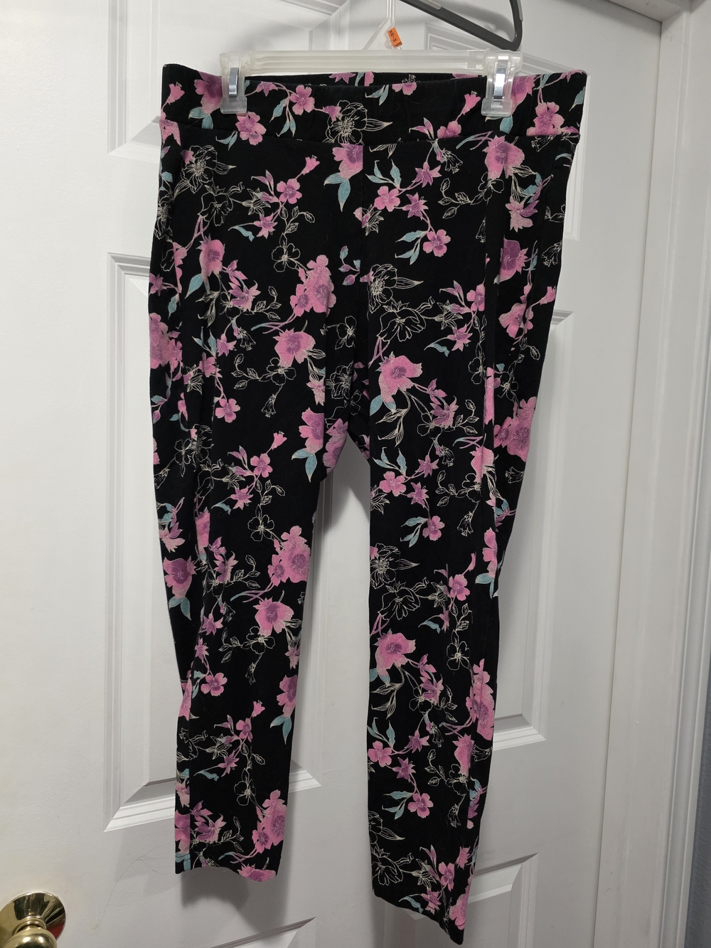 torrid Black Leggings with Pink Floral Pattern